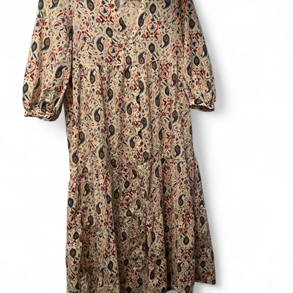 Zara fall autumnal midi dress with floral and leaf motifs
